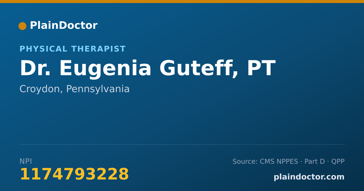 Shareable card for Eugenia Guteff, PT - Physical Therapist, Croydon, PA
