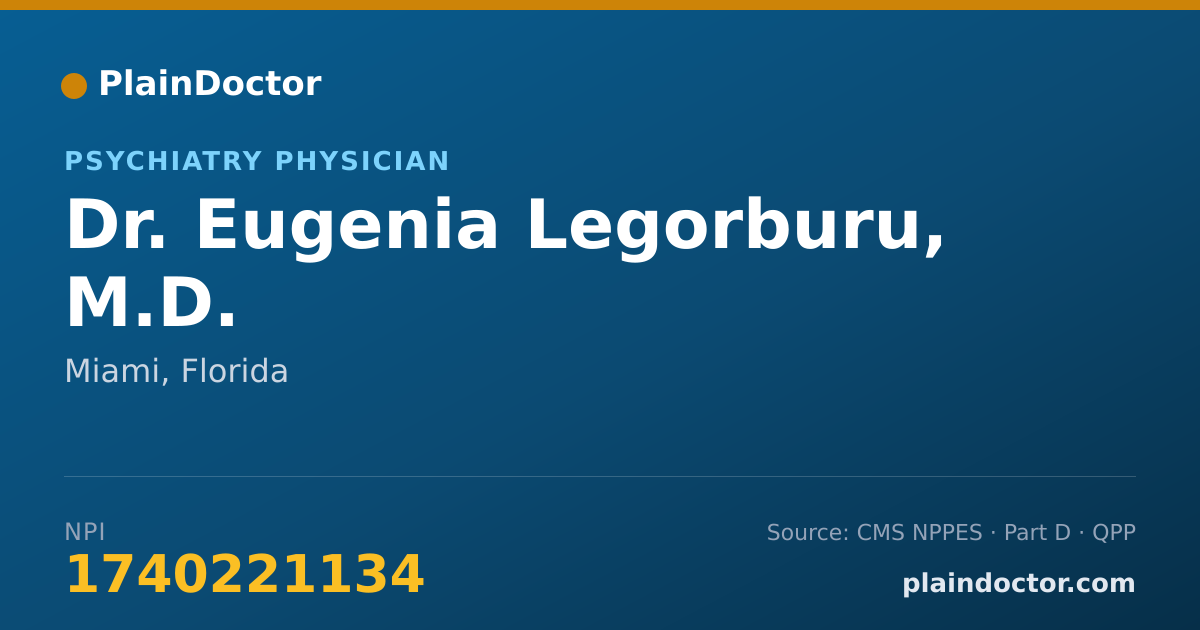 Shareable card for Eugenia Legorburu, M.D. - Psychiatry Physician, Miami, FL