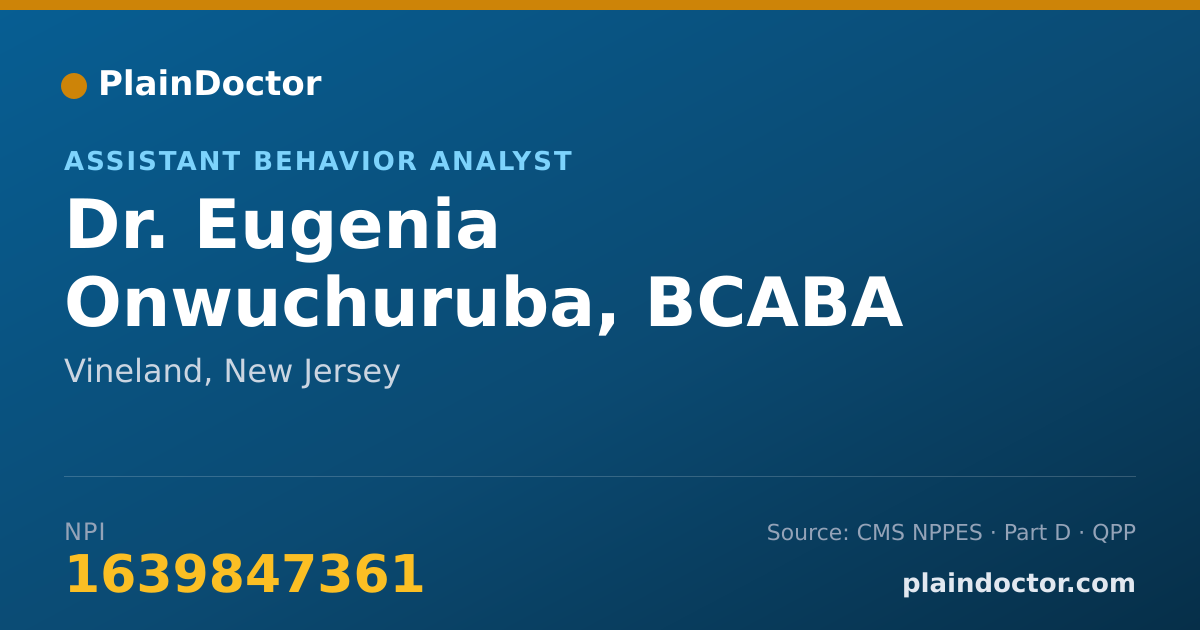 Shareable card for Eugenia Onwuchuruba, BCABA - Assistant Behavior Analyst, Vineland, NJ