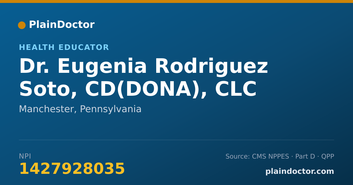 Shareable card for Eugenia Rodriguez Soto, CD(DONA), CLC - Health Educator, Manchester, PA