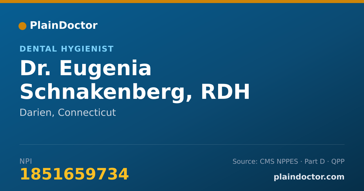 Shareable card for Eugenia Schnakenberg, RDH - Dental Hygienist, Darien, CT