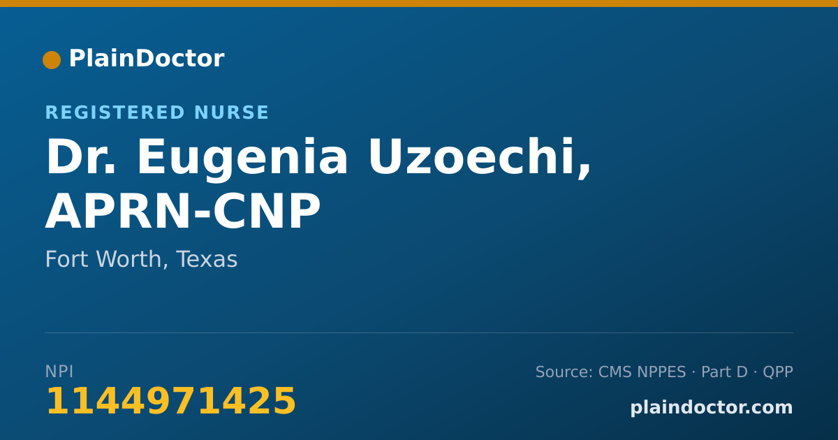 Shareable card for Eugenia Uzoechi, APRN-CNP - Registered Nurse, Fort Worth, TX
