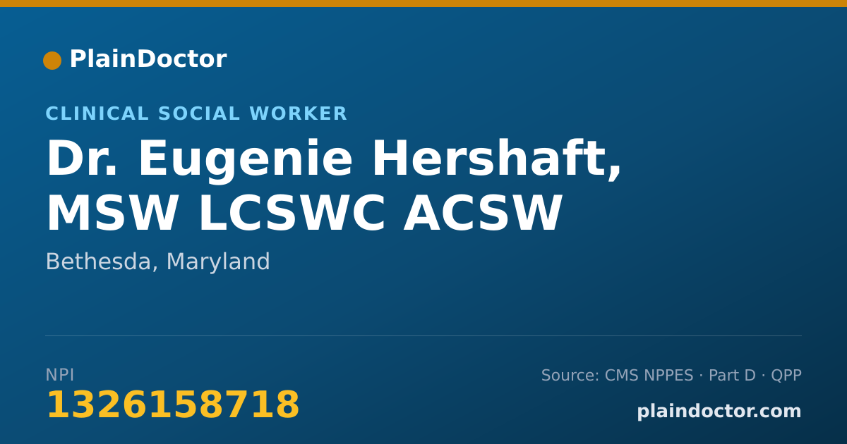 Shareable card for Eugenie Hershaft, MSW LCSWC ACSW - Clinical Social Worker, Bethesda, MD