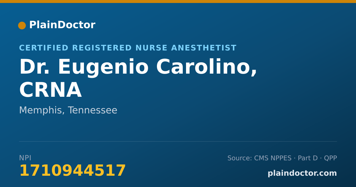 Shareable card for Eugenio Carolino, CRNA - Certified Registered Nurse Anesthetist, Memphis, TN