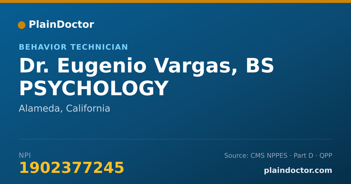 Shareable card for Eugenio Vargas, BS PSYCHOLOGY - Behavior Technician, Alameda, CA