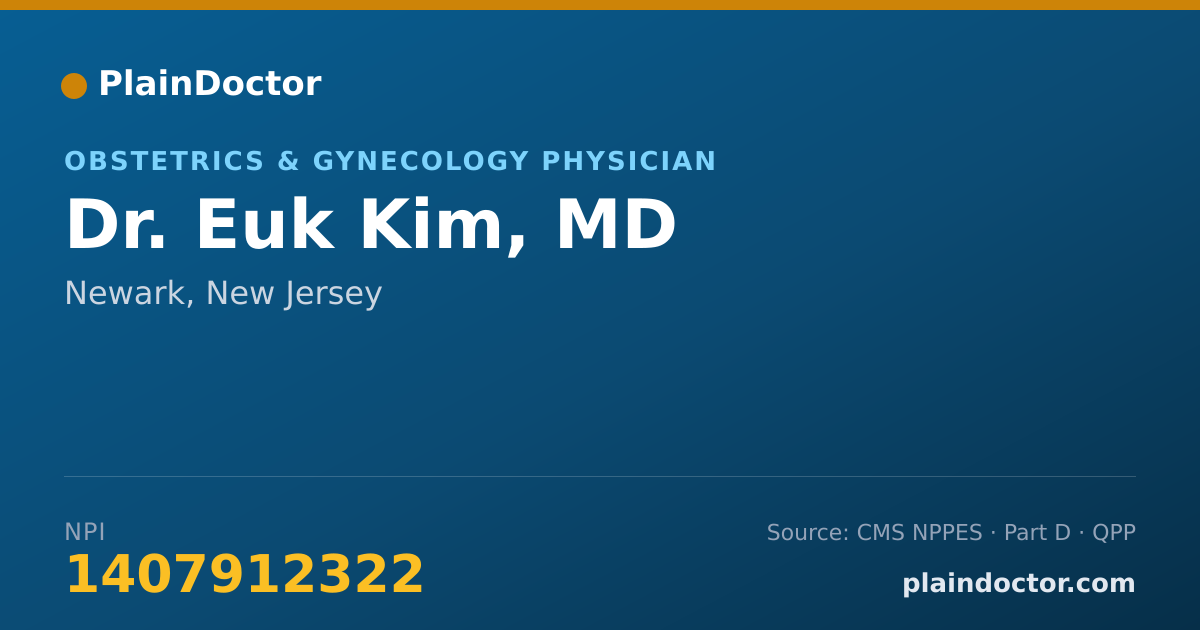 Shareable card for Euk Kim, MD - Obstetrics & Gynecology Physician, Newark, NJ