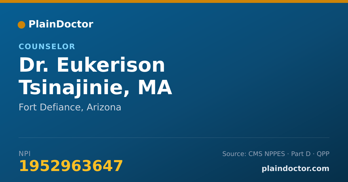 Shareable card for Eukerison Tsinajinie, MA - Counselor, Fort Defiance, AZ