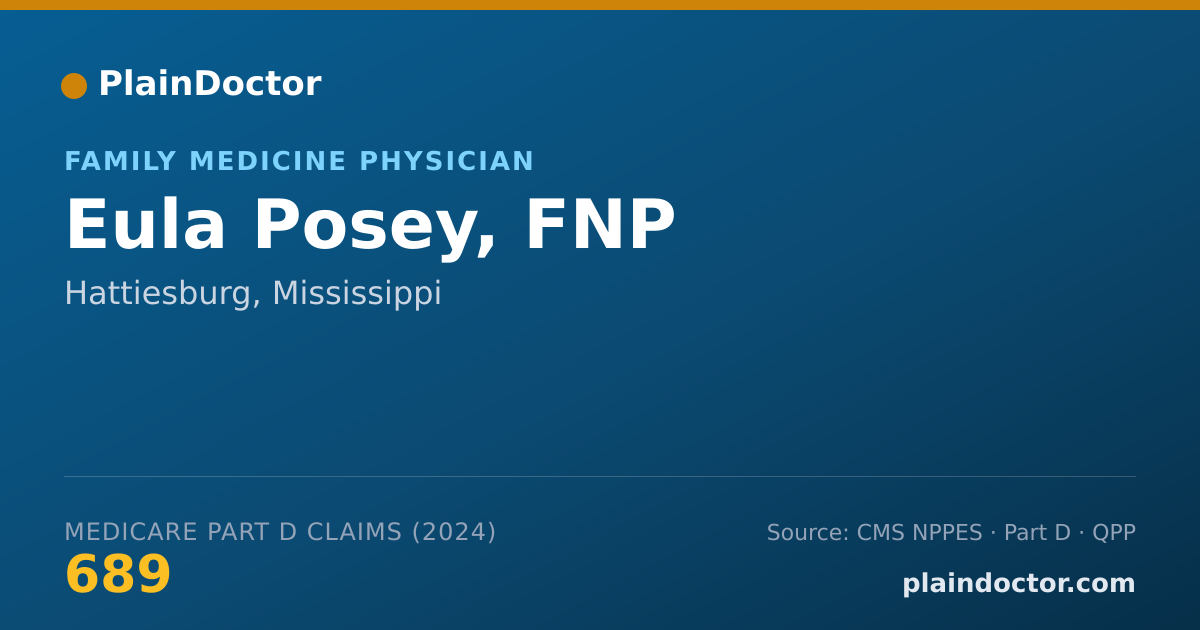 Shareable card for Eula Posey, FNP - Family Medicine Physician, Hattiesburg, MS