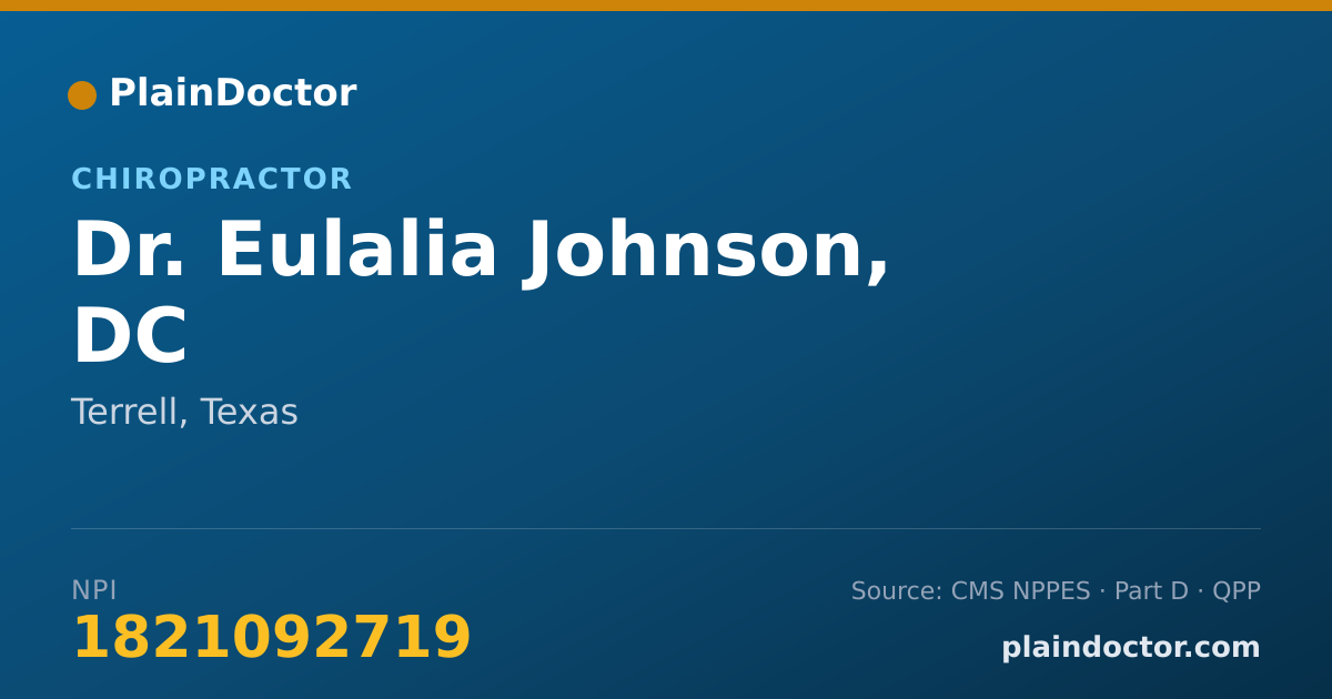 Shareable card for Eulalia Johnson, DC - Chiropractor, Terrell, TX