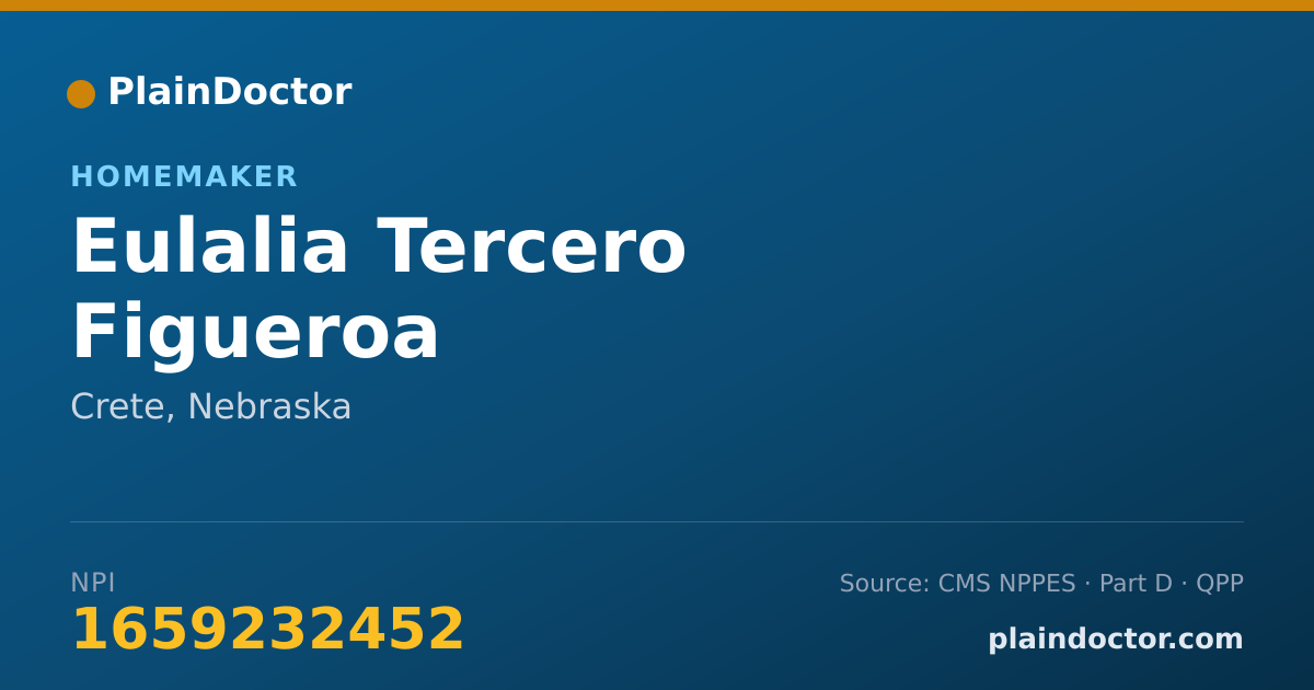 Shareable card for Eulalia Tercero Figueroa - Homemaker, Crete, NE