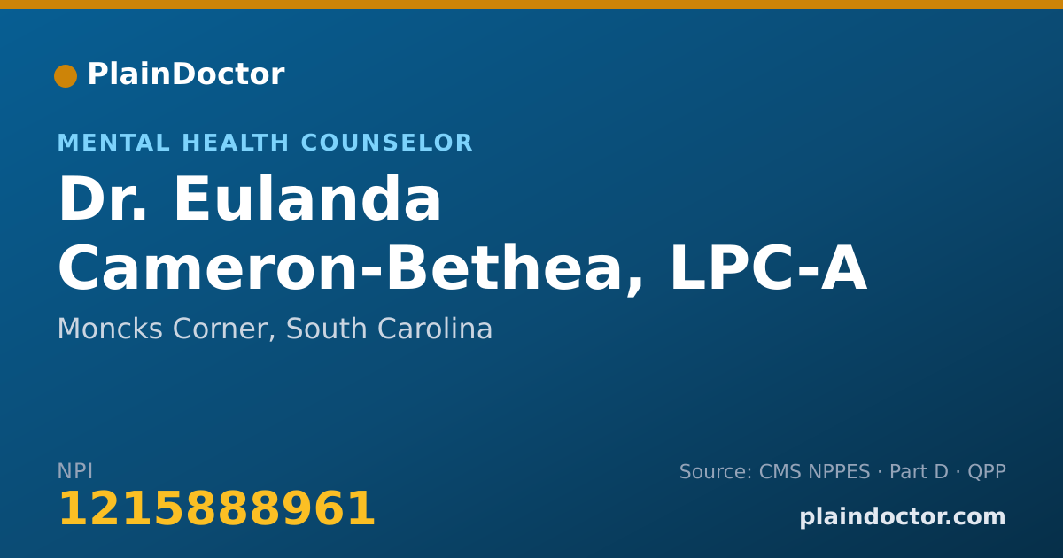 Shareable card for Eulanda Cameron-Bethea, LPC-A - Mental Health Counselor, Moncks Corner, SC