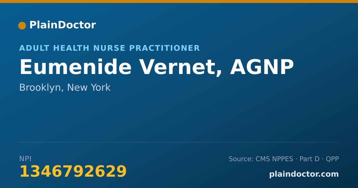 Shareable card for Eumenide Vernet, AGNP - Adult Health Nurse Practitioner, Brooklyn, NY