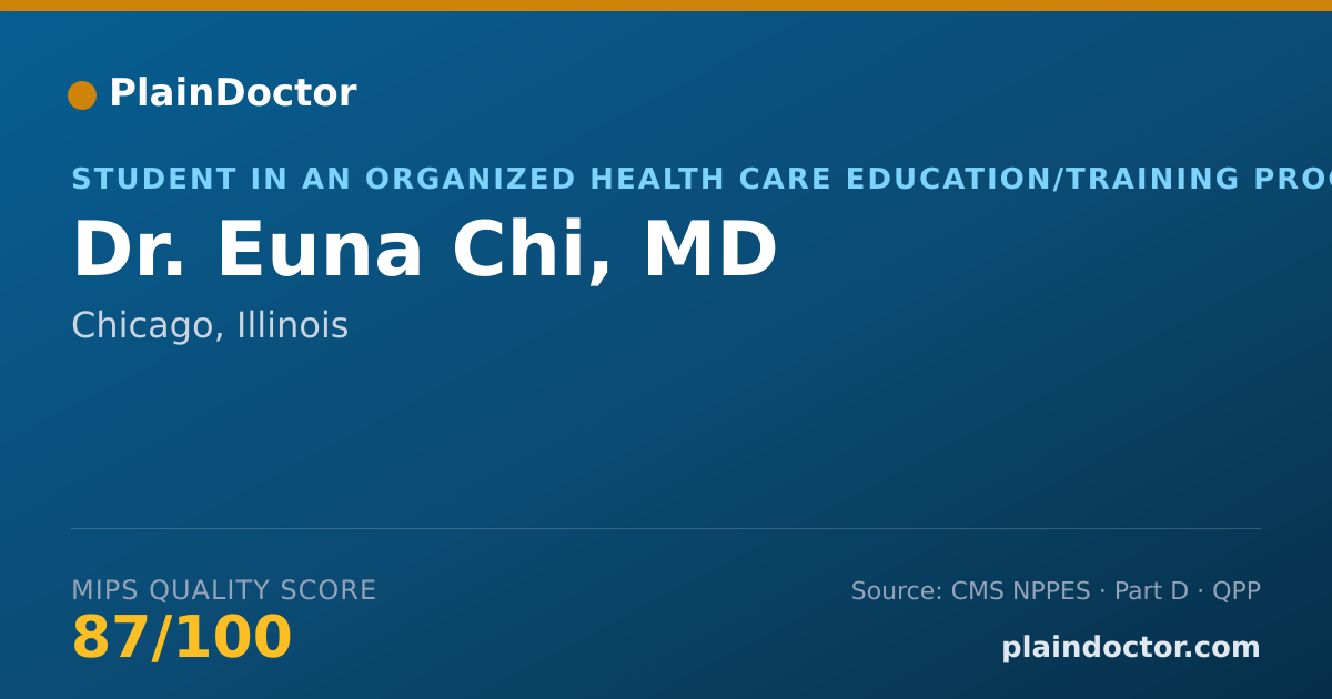 Shareable card for Euna Chi, MD - Student in an Organized Health Care Education/Training Program, Chicago, IL