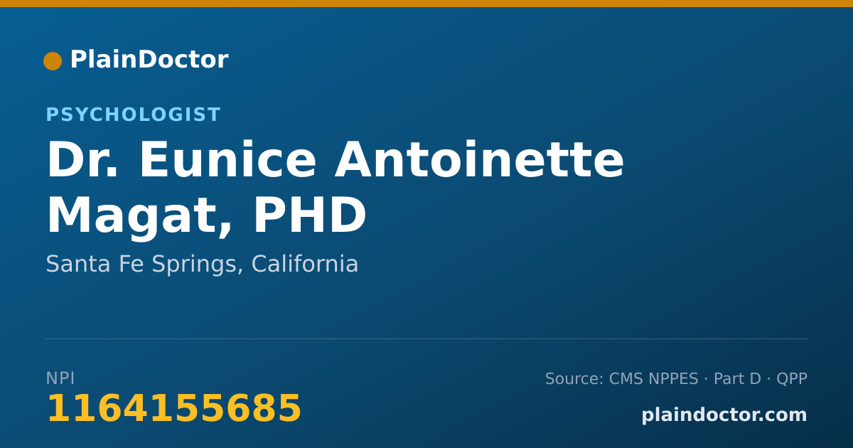 Shareable card for Eunice Antoinette Magat, PHD - Psychologist, Santa Fe Springs, CA