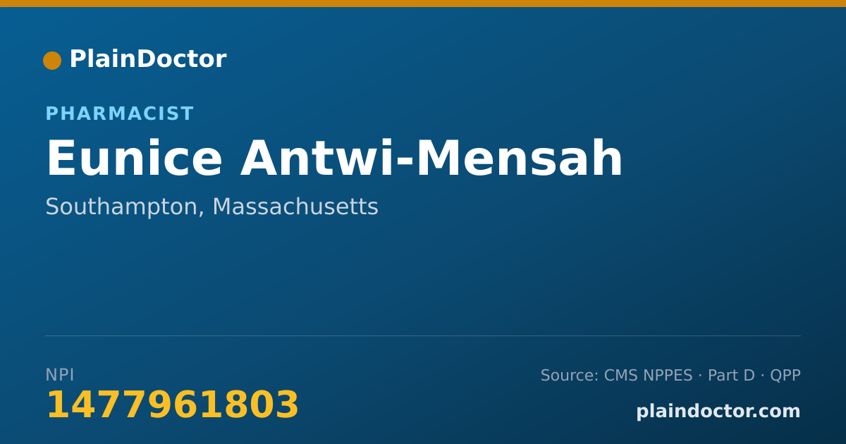 Shareable card for Eunice Antwi-Mensah - Pharmacist, Southampton, MA