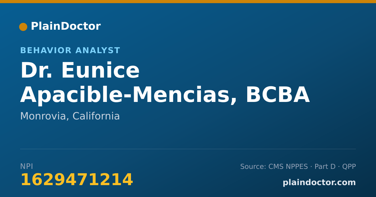 Shareable card for Eunice Apacible-Mencias, BCBA - Behavior Analyst, Monrovia, CA