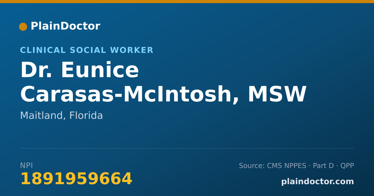 Shareable card for Eunice Carasas-McIntosh, MSW - Clinical Social Worker, Maitland, FL