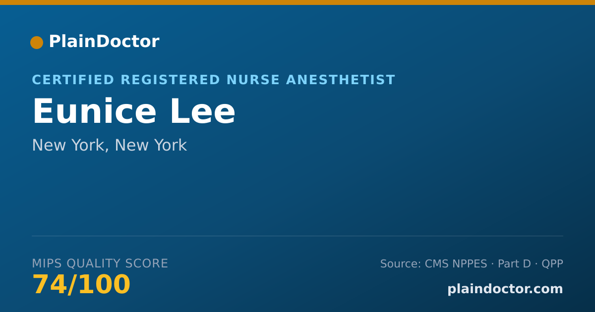 Shareable card for Eunice Lee - Certified Registered Nurse Anesthetist, New York, NY