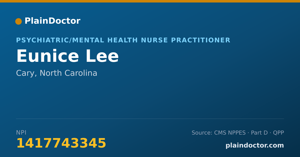 Shareable card for Eunice Lee - Student in an Organized Health Care Education/Training Program, Cary, NC