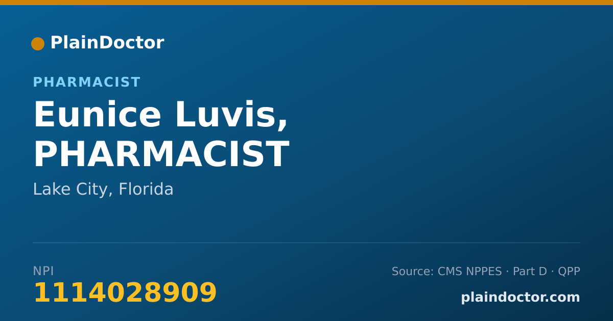 Shareable card for Eunice Luvis, PHARMACIST - Pharmacist, Lake City, FL
