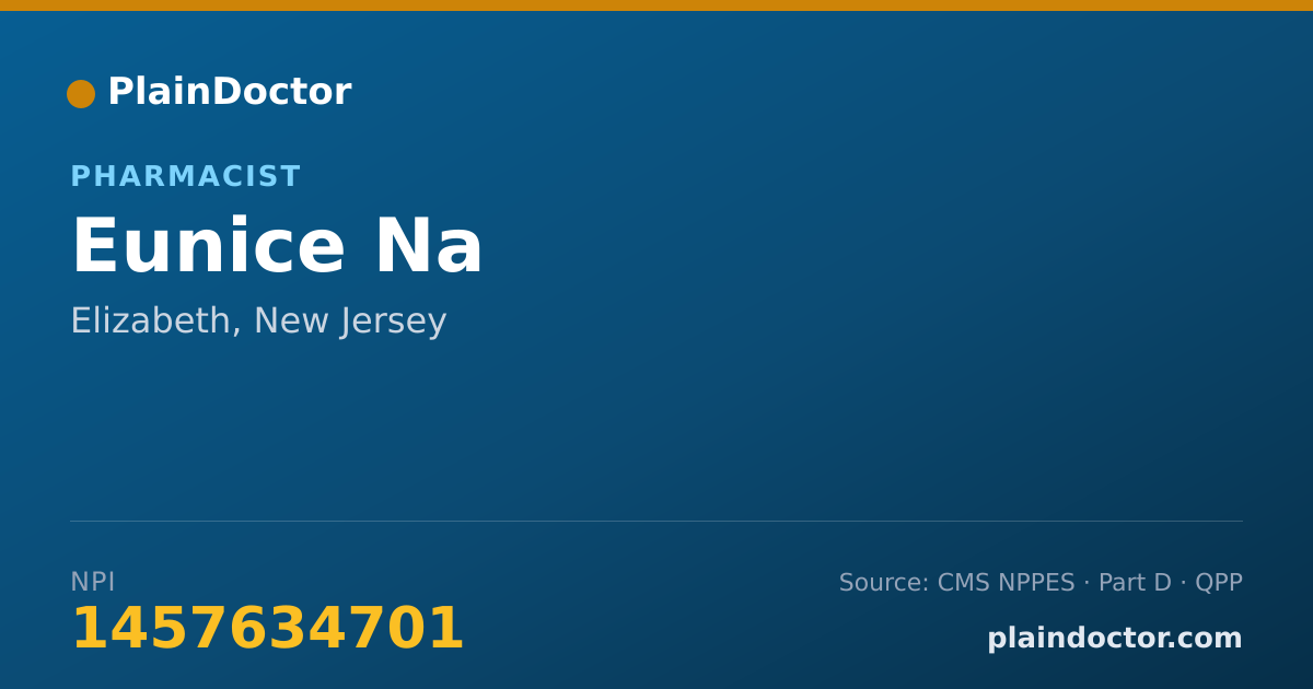 Shareable card for Eunice Na - Pharmacist, Elizabeth, NJ