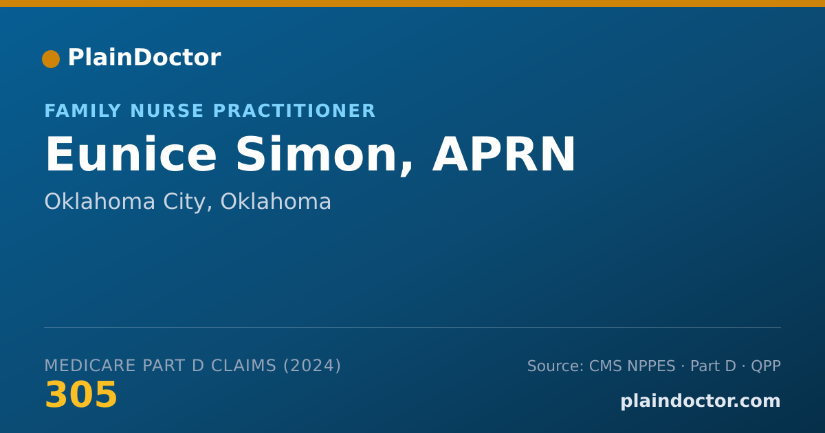 Shareable card for Eunice Simon, APRN - Family Nurse Practitioner, Oklahoma City, OK
