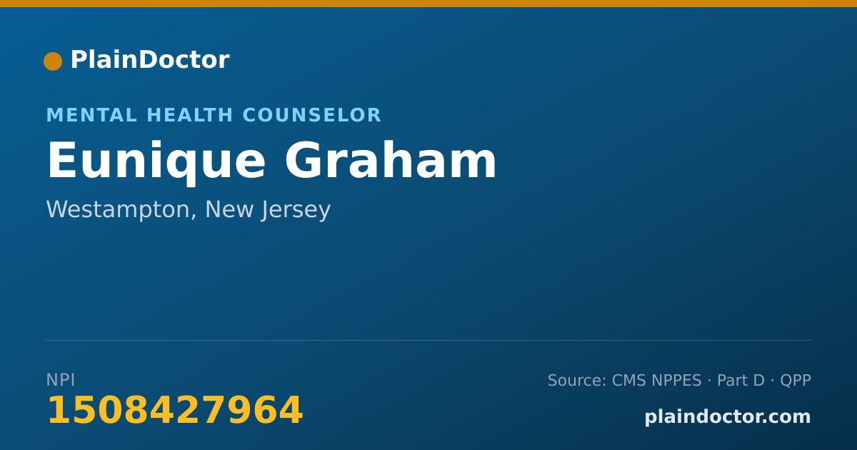 Shareable card for Eunique Graham - Mental Health Counselor, Westampton, NJ