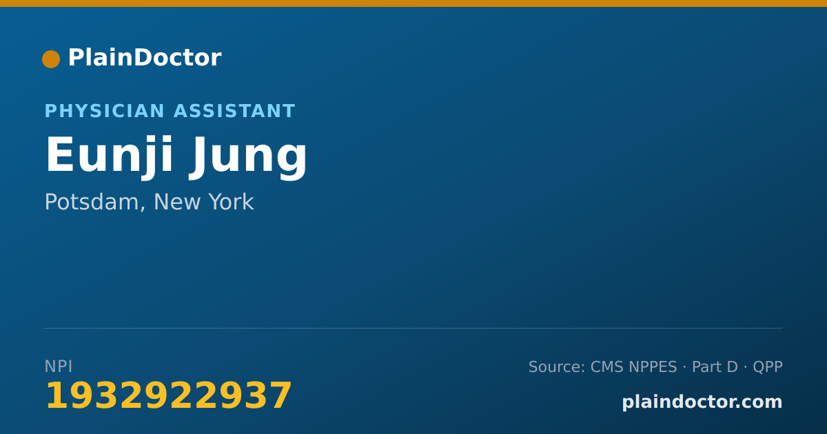Shareable card for Eunji Jung - Physician Assistant, Potsdam, NY