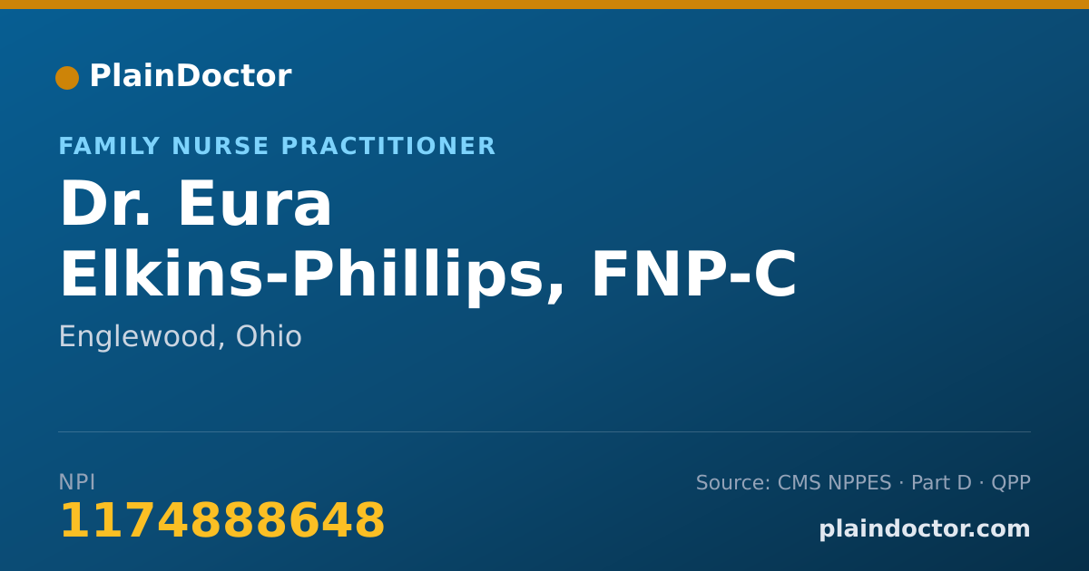Shareable card for Eura Elkins-Phillips, FNP-C - Family Nurse Practitioner, Englewood, OH