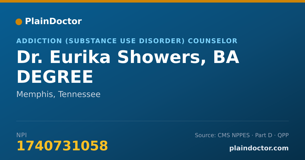 Shareable card for Eurika Showers, BA DEGREE - Addiction (Substance Use Disorder) Counselor, Memphis, TN