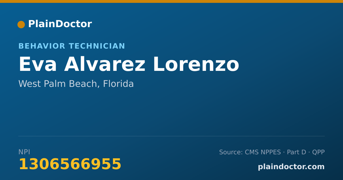 Shareable card for Eva Alvarez Lorenzo - Behavior Technician, West Palm Beach, FL