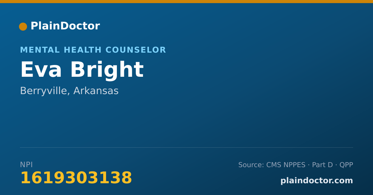 Shareable card for Eva Bright - Mental Health Counselor, Berryville, AR