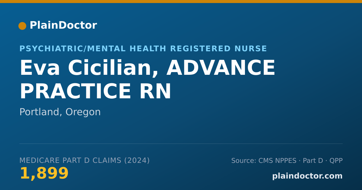Shareable card for Eva Cicilian, ADVANCE PRACTICE RN - Psychiatric/Mental Health Registered Nurse, Portland, OR