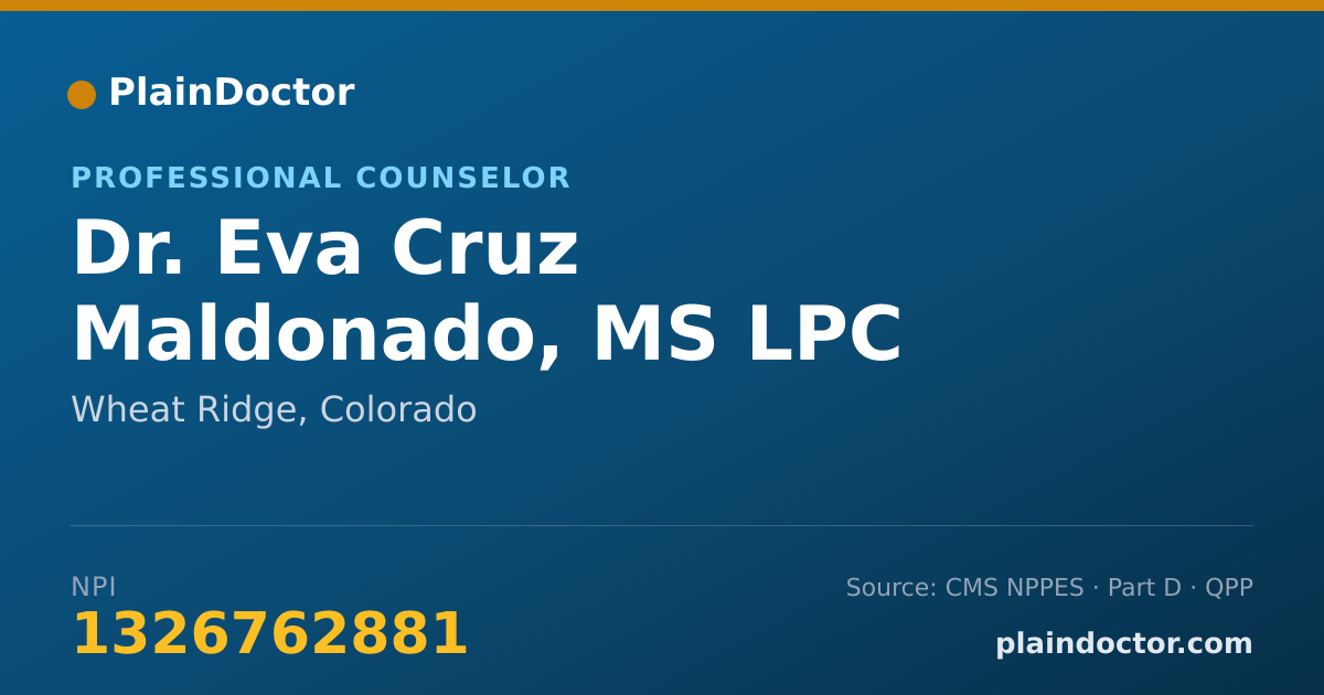 Shareable card for Eva Cruz Maldonado, MS LPC - Professional Counselor, Wheat Ridge, CO