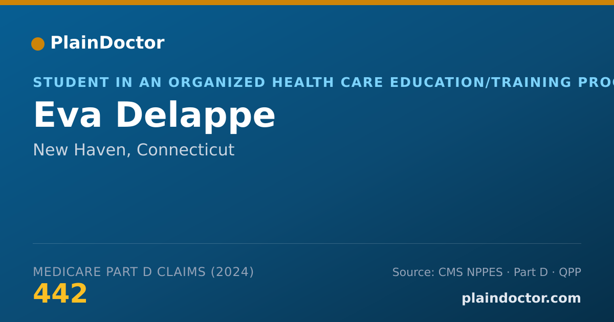 Shareable card for Eva Delappe - Student in an Organized Health Care Education/Training Program, New Haven, CT