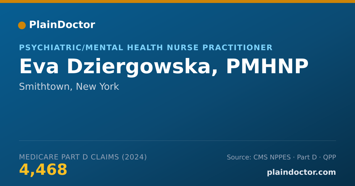 Shareable card for Eva Dziergowska, PMHNP - Psychiatric/Mental Health Nurse Practitioner, Smithtown, NY