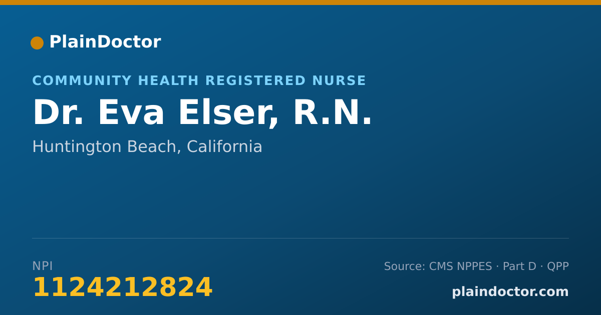 Shareable card for Eva Elser, R.N. - Community Health Registered Nurse, Huntington Beach, CA