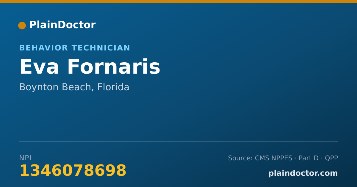 Shareable card for Eva Fornaris - Behavior Technician, Boynton Beach, FL