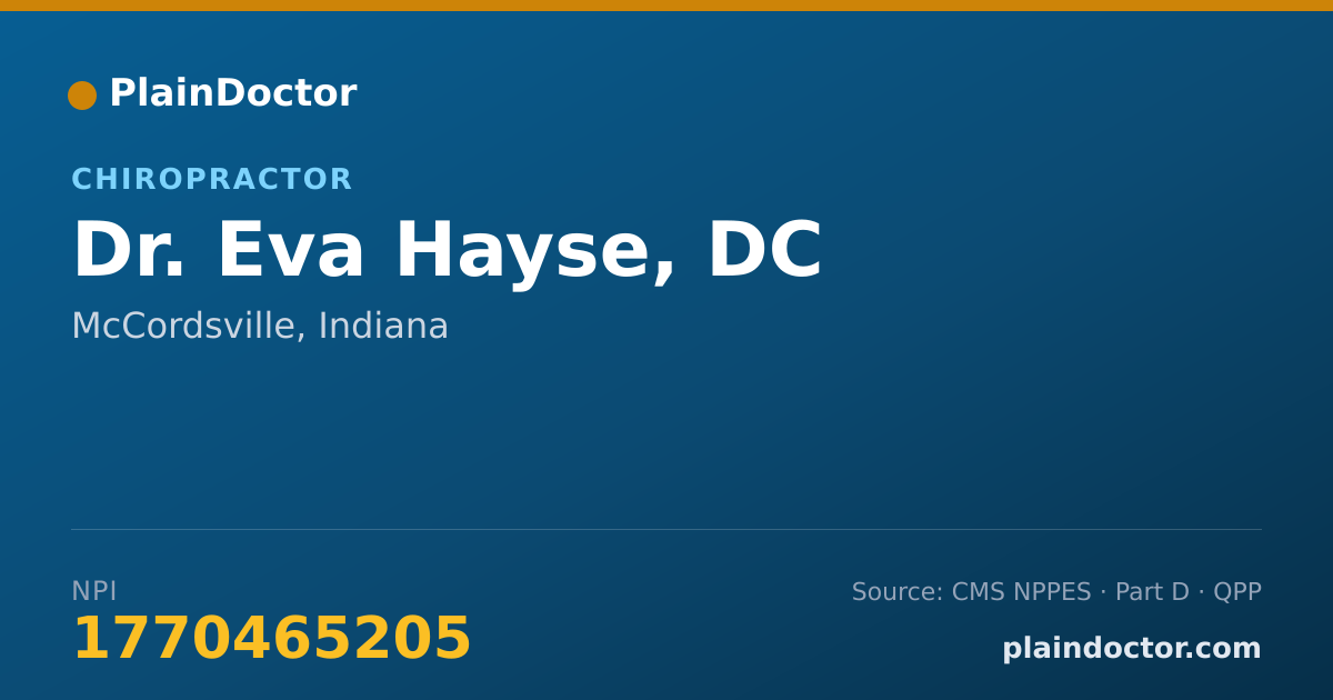Shareable card for Eva Hayse, DC - Chiropractor, McCordsville, IN
