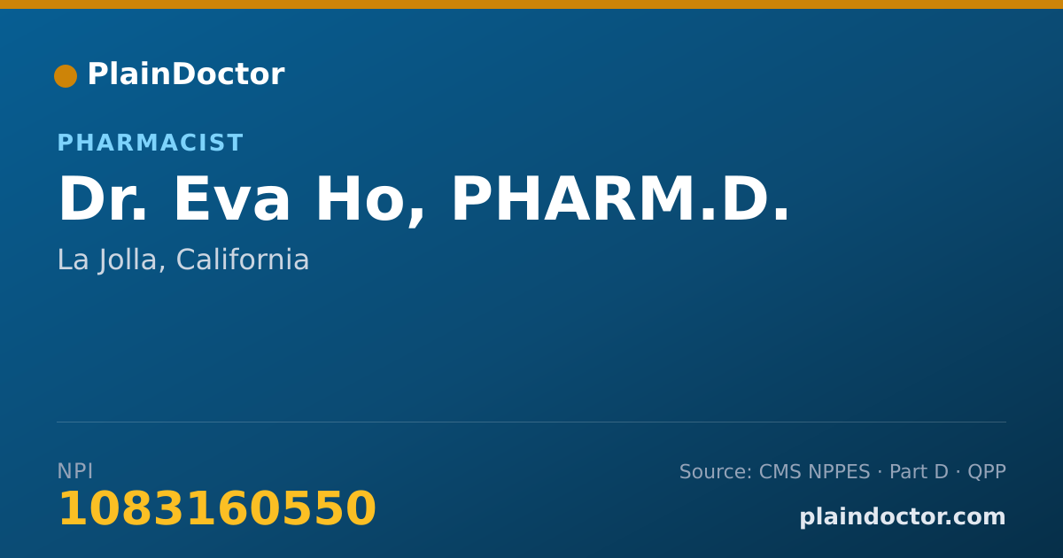 Shareable card for Eva Ho, PHARM.D. - Pharmacist, La Jolla, CA