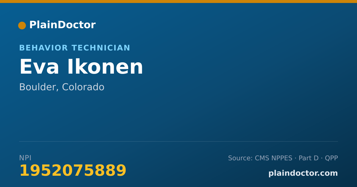 Shareable card for Eva Ikonen - Behavior Technician, Boulder, CO