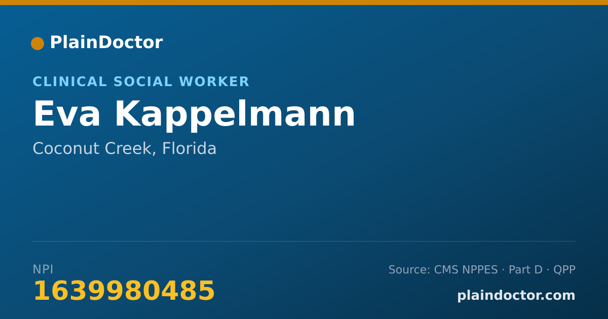 Shareable card for Eva Kappelmann - Clinical Social Worker, Coconut Creek, FL