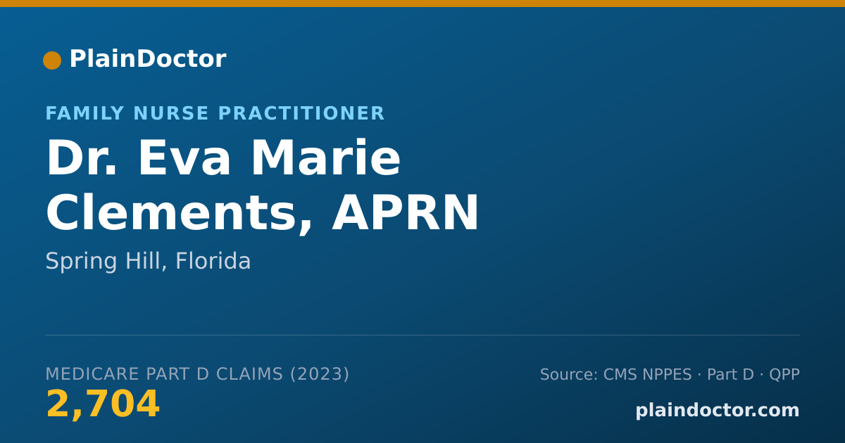 Shareable card for Eva Marie Clements, APRN - Family Nurse Practitioner, Spring Hill, FL