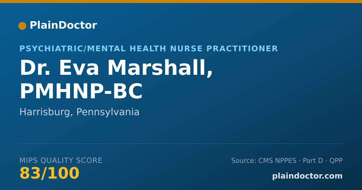 Shareable card for Eva Marshall, PMHNP-BC - Psychiatric/Mental Health Nurse Practitioner, Harrisburg, PA