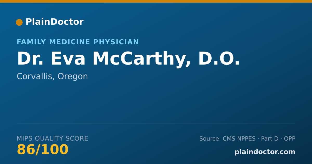 Shareable card for Eva McCarthy, D.O. - Family Medicine Physician, Corvallis, OR