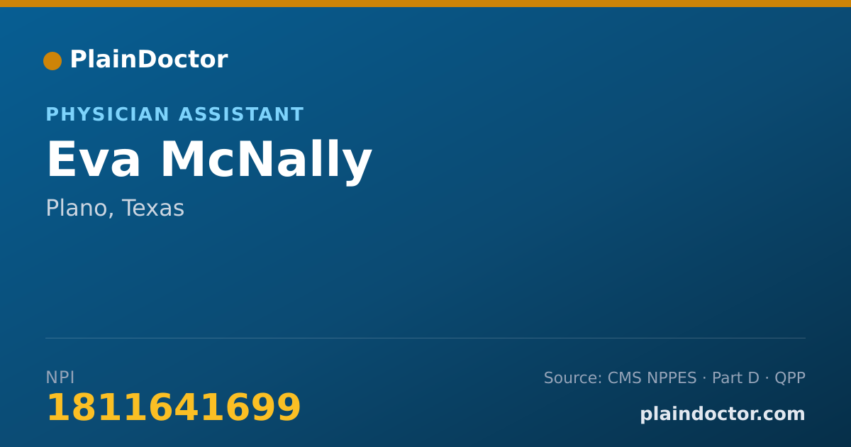 Shareable card for Eva McNally - Physician Assistant, Plano, TX