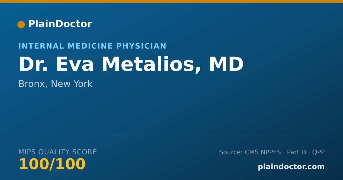 Shareable card for Eva Metalios, MD - Internal Medicine Physician, Bronx, NY