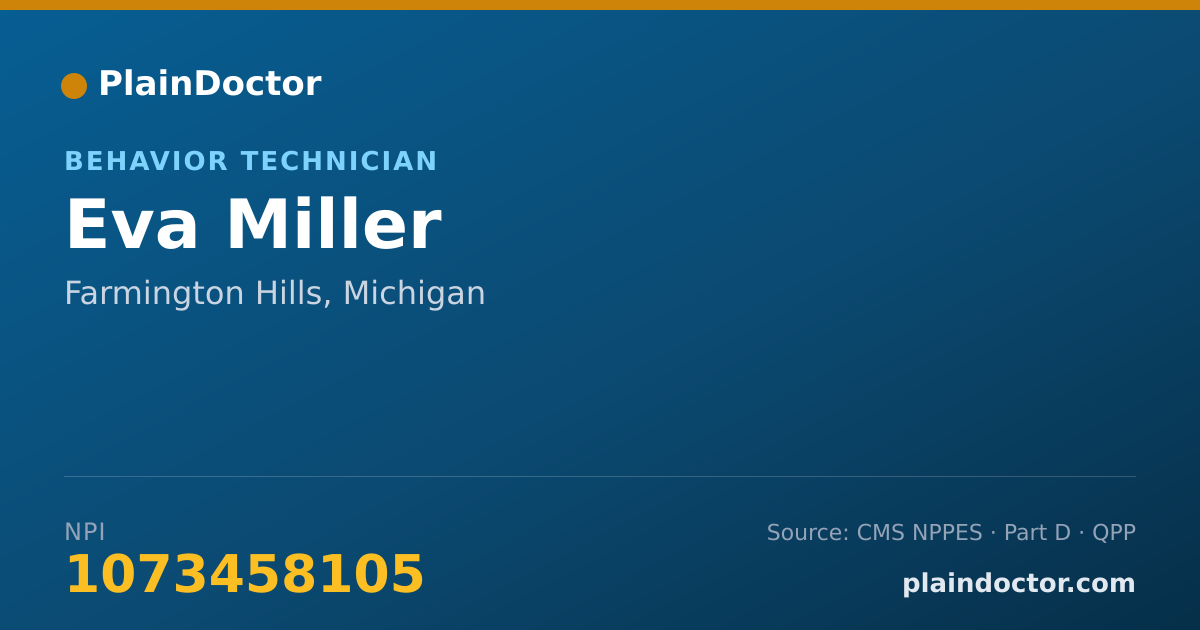 Shareable card for Eva Miller - Behavior Technician, Farmington Hills, MI