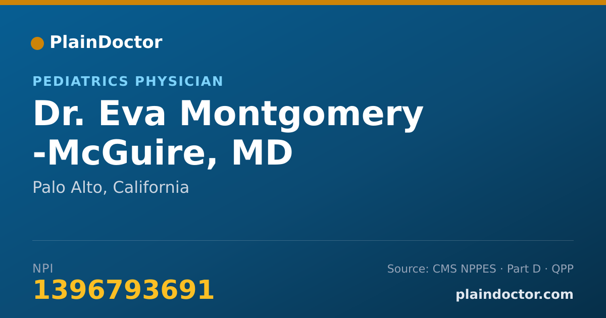 Shareable card for Eva Montgomery -McGuire, MD - Pediatrics Physician, Palo Alto, CA