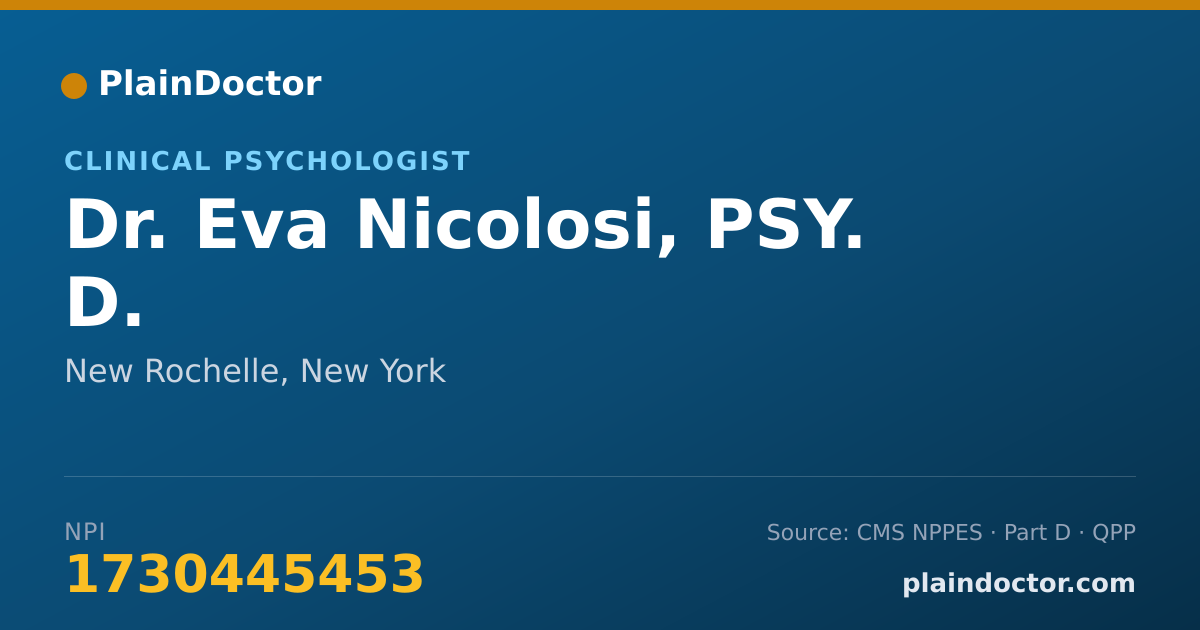Shareable card for Eva Nicolosi, PSY. D. - Clinical Psychologist, New Rochelle, NY